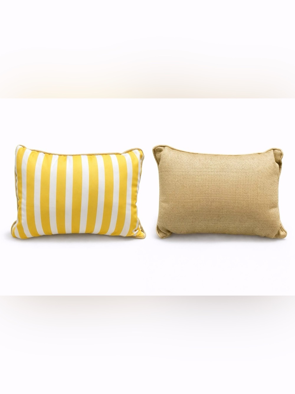 Yellow White Striped Reversible Indoor Outdoor Throw Pillow